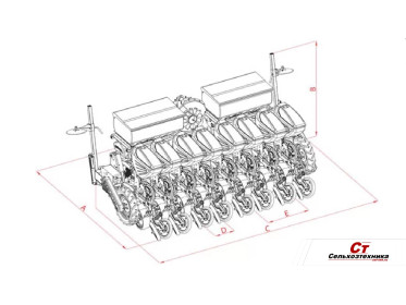 Сеялка пневматическая пропашная OZDUMAN HVMD-TW 8 рядов (сдвоенный ряд)